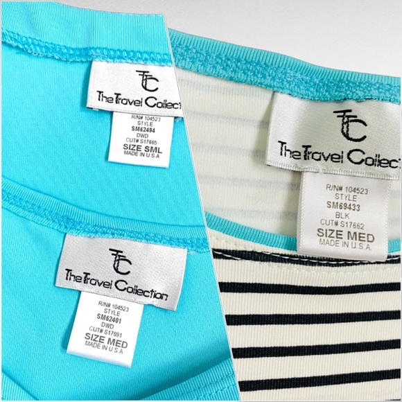 TTC 3pc Set Aqua Turquoise Open Front Cardigan Matching Striped/Solid Tank Tops - Picture 6 of 16